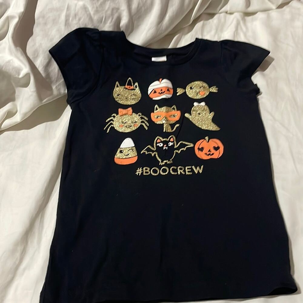 Gymboree 5t black puffed short sleeve Halloween t shirt euc worn once pumpkin